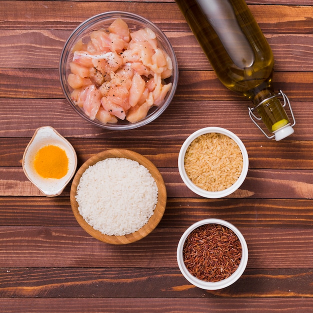 Flat lay rice composition