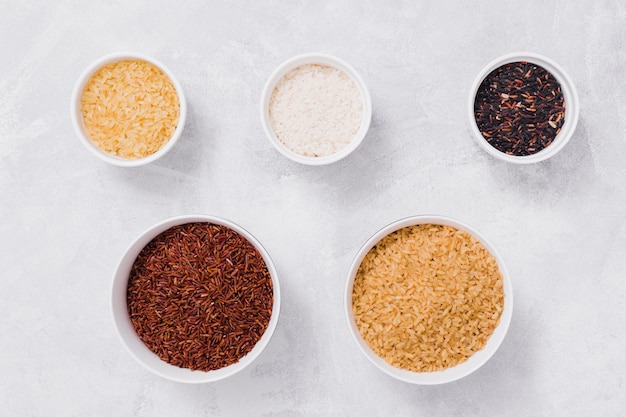 Flat lay rice composition