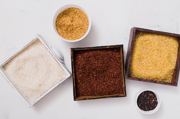 Flat lay rice composition