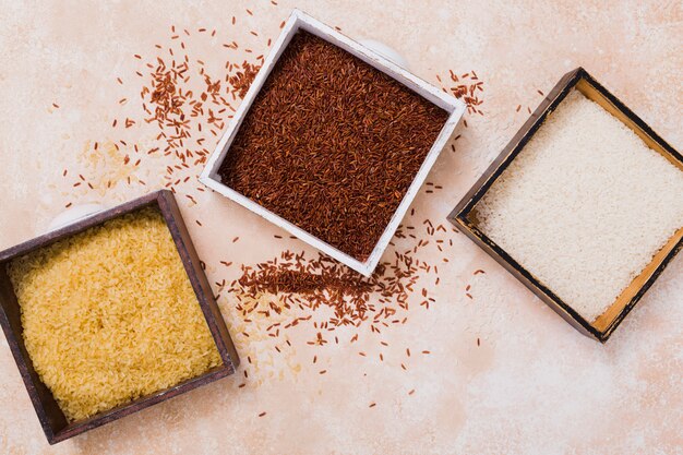 Free photo flat lay rice composition