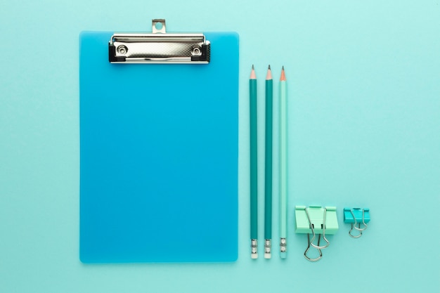 Flat lay school items arrangement