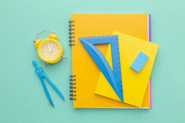 Free photo flat lay school supplies arrangement