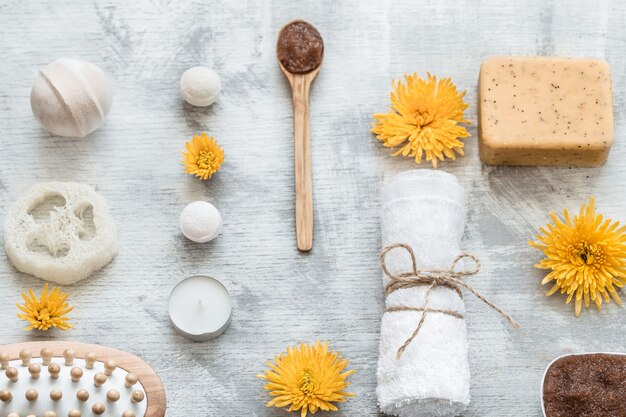 Flat lay of skin care items