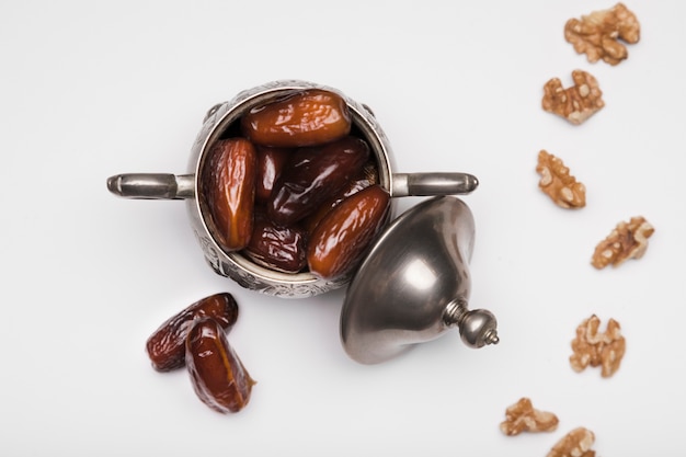 Flat lay snack for ramadan day celebration