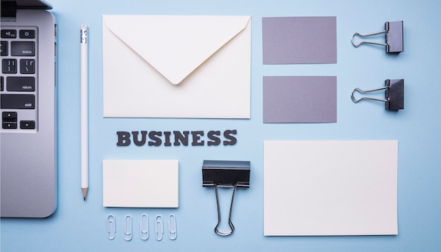 Free photo flat lay stationery supplies for companies