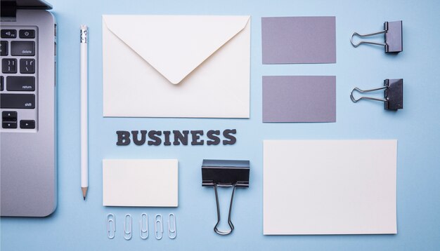 Flat lay stationery supplies for companies