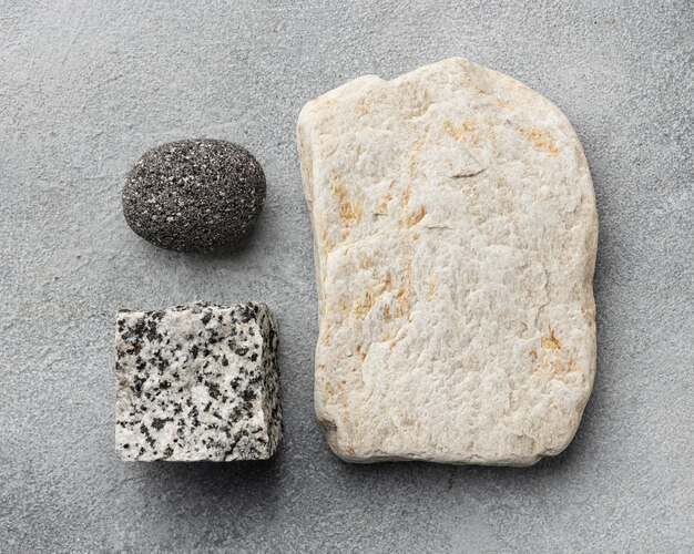 Flat lay stone collection