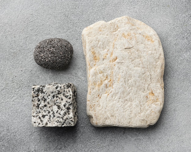 Flat lay stone collection