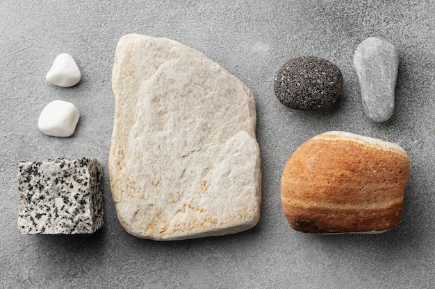 Flat lay stone collection