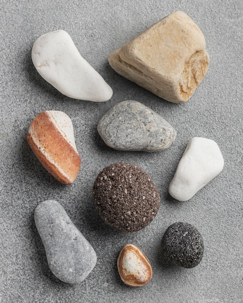 Free photo flat lay stone collection