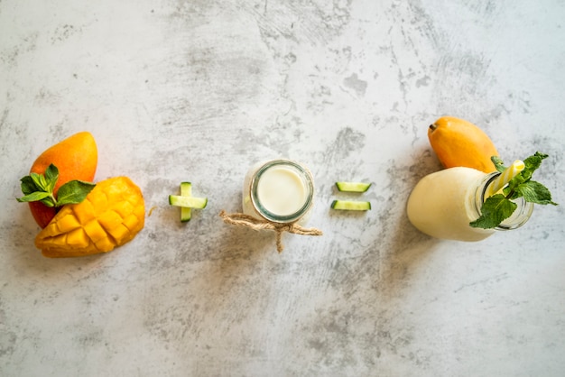 Free photo flat lay of summer smoothie