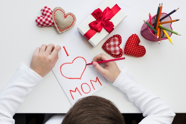 Free photo flat lay surprise for mother