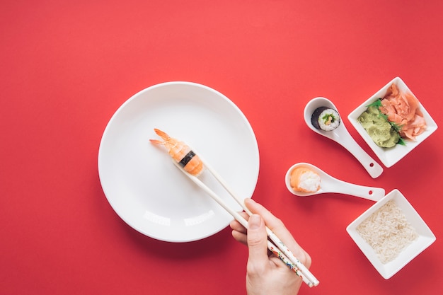 Free photo flat lay sushi composition