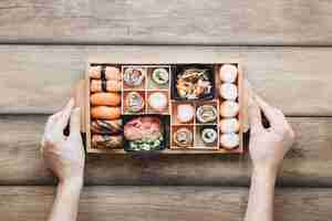 Free photo flat lay sushi composition