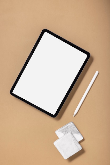 Flat lay tablet with minimal display