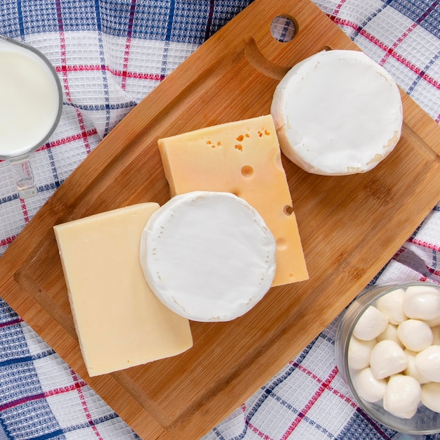 Free photo flat lay tasty dairy products