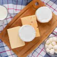 Free photo flat lay tasty dairy products