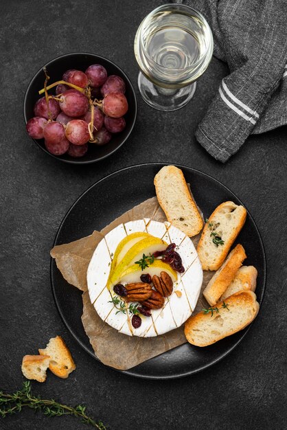 Flat lay tasty local food assortment