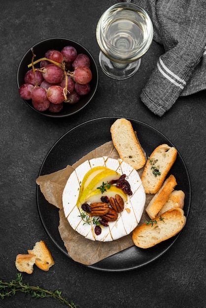 Flat lay tasty local food assortment