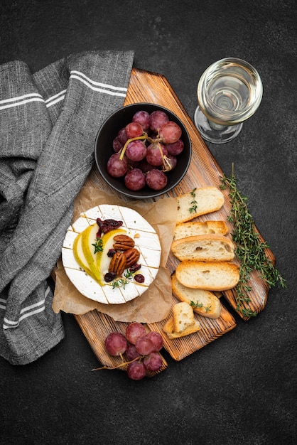 Flat lay tasty local food composition