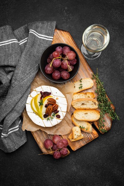 Flat lay tasty local food composition