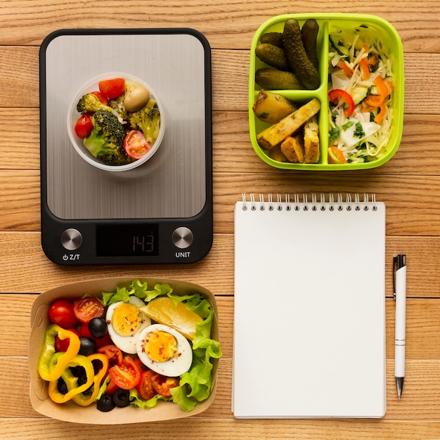 Free photo flat lay tasty meal composition