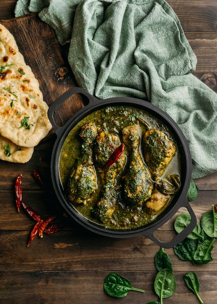 Flat lay tasty pakistani dish