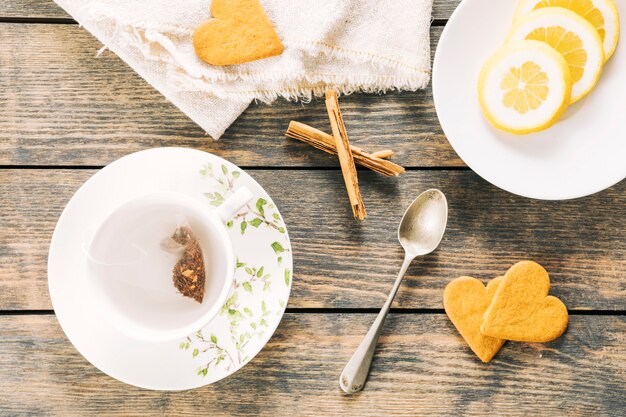 Flat lay tea composition