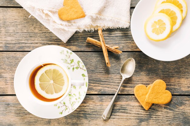 Flat lay tea composition