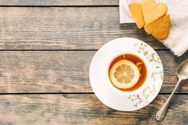 Flat lay tea composition