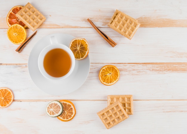 Flat lay tea composition