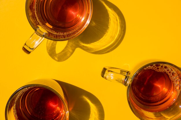 Flat lay tea cup still life