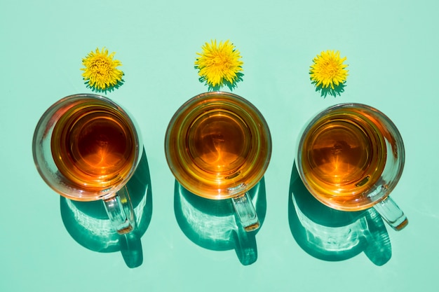 Free photo flat lay tea cup still life