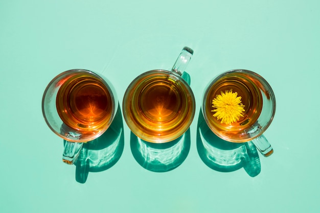 Flat lay tea cup still life