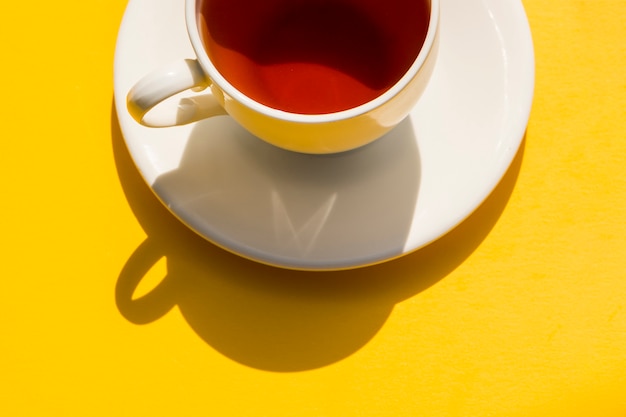 Free photo flat lay tea cup still life