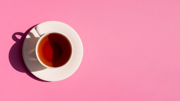 Flat lay tea cup still life