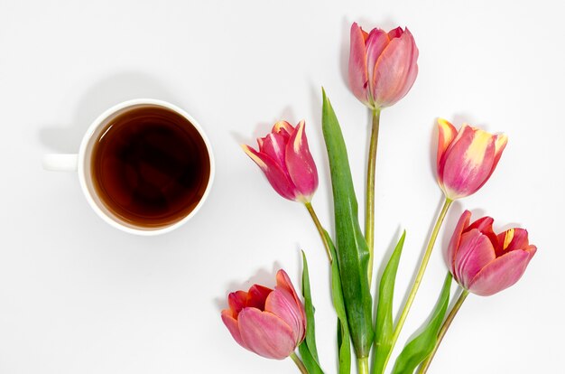 Flat lay tea cup still life