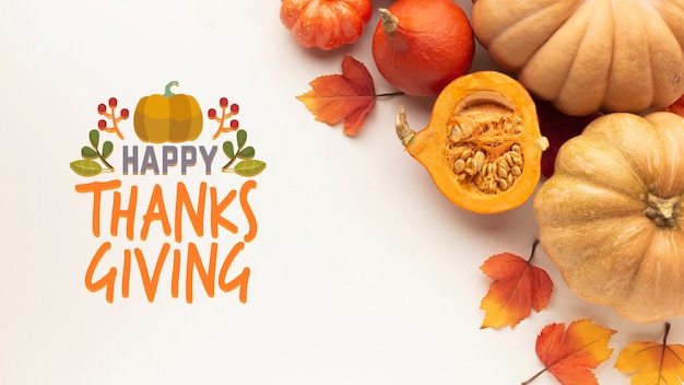 Free photo flat lay thanksgiving day with harvest