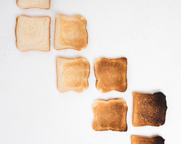 Flat lay of toasted bread arrangement