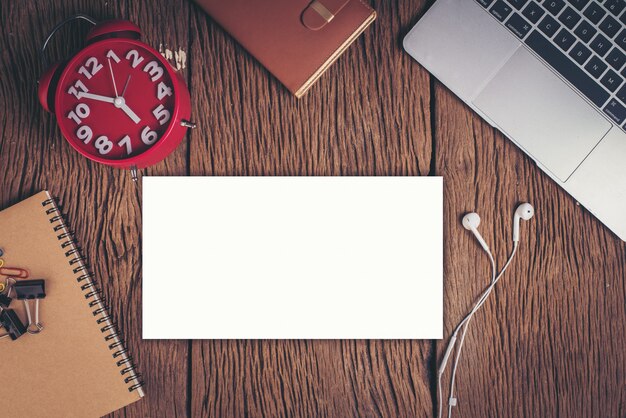 Flat lay, top view office table desk. Workspace background