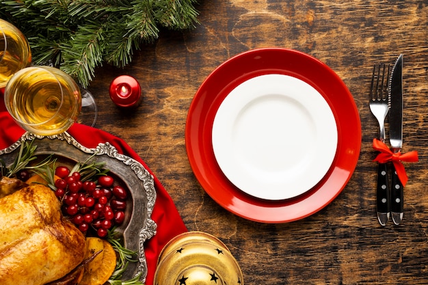 Flat lay traditional christmas cuisine assortment