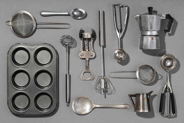 Flat lay utensils composition arrangement