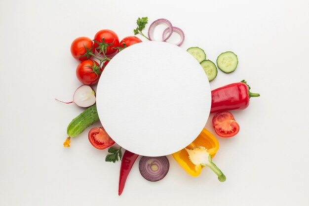 flat lay vegetables arrangement