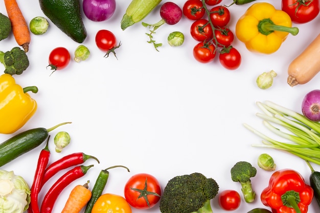 Flat lay vegetables frame with copy space