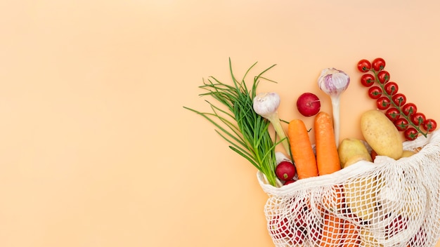 Flat lay vegetables frame