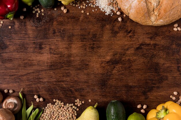 Flat lay vegetables and seeds arrangement