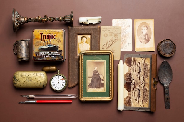 Flat Lay Vintage Objects Still Life