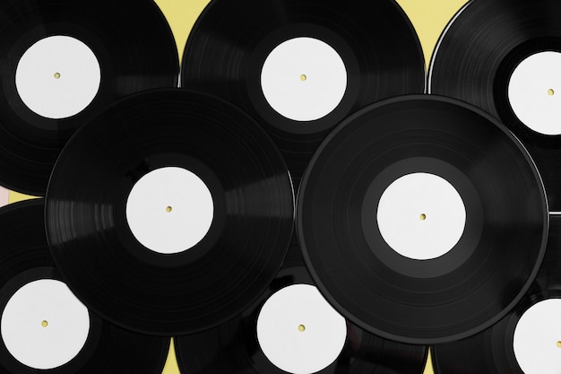 Free photo flat lay vinyl record composition