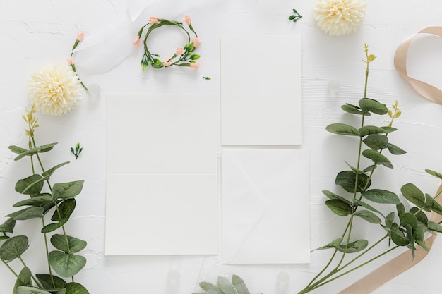 Flat lay of wedding concept with copy space