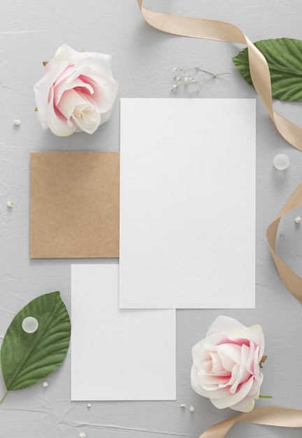 Flat lay of wedding concept with copy space